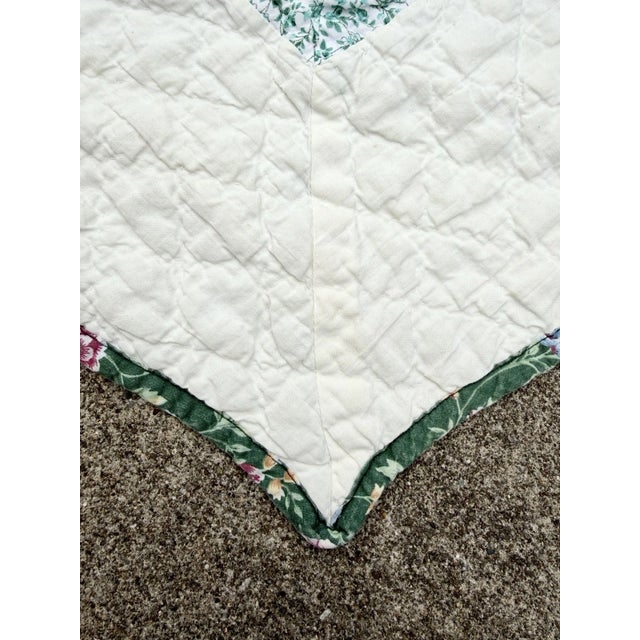 Vintage Hand Stitched Log Cabin Quilt Green And White, Square 77x79” For Sale - Image 10 of 18