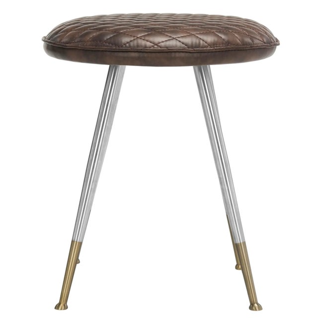 Brown 30"H Mid Modern Stool, Dark Brown & Silver For Sale - Image 8 of 8