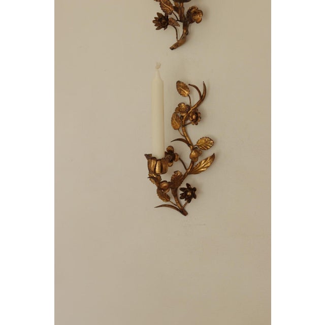 Mid-Century Italian Gilded Metal Sconces, Set of 2 For Sale - Image 14 of 17