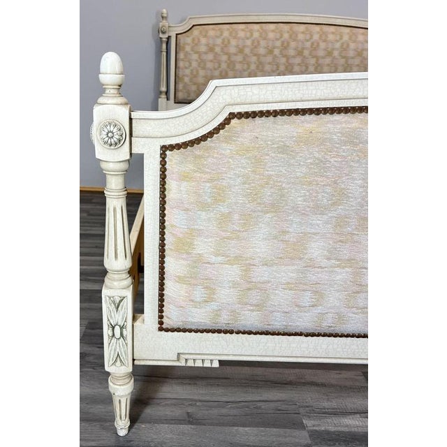 Large Vintage French Bed Frame with Carved Headboard For Sale - Image 5 of 13