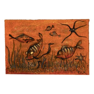 Landscape with Sun and Moon, 1974, Textile Painting For Sale