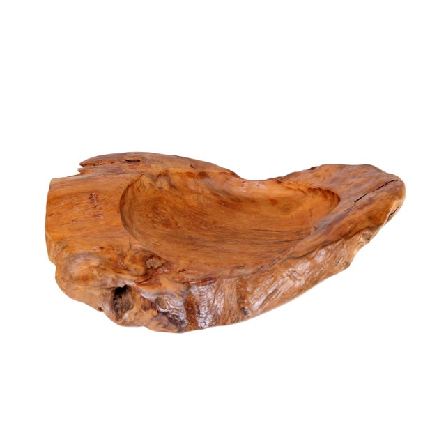 Large 22" to 25" D Hand Carved Organic Teak Bowl 6 For Sale - Image 4 of 11