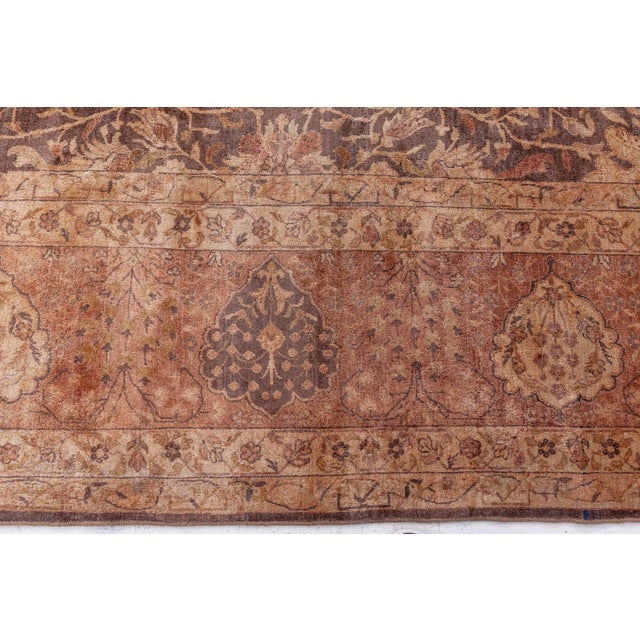 Chocolate Early 20th Century Indian Chocolate Brown Handmade Wool Carpet For Sale - Image 8 of 8