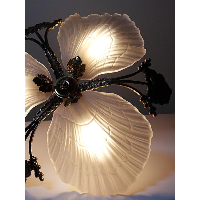 Vintage Hollywood Regency Art Deco Style Bronze Seashell Chandelier from Mariner, 1980s-1990s For Sale - Image 10 of 16