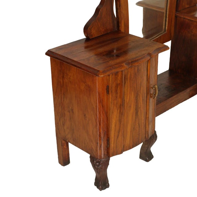 Wood Antique Walnut and Burl Vanity, 1910s For Sale - Image 7 of 8