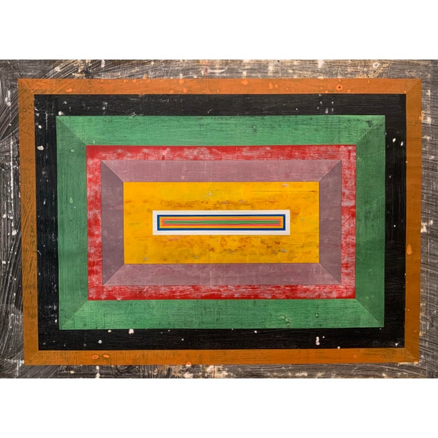 Contemporary Abstract Acrylic Paint, Acrylic Mediums, and Oil Paint on Paper "Organic Geometry (Om I)" by Michael Barringer For Sale - Image 4 of 4