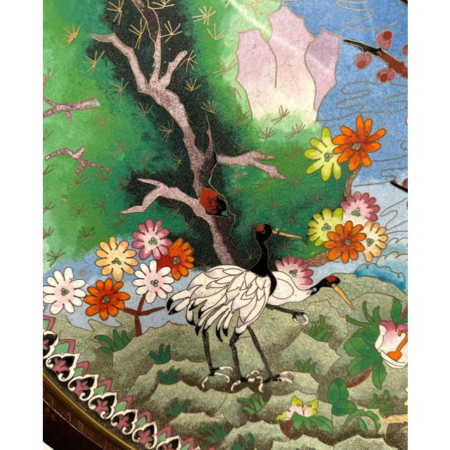 Late 20th Century Large Chinese Enamel Bronze Cloisonne Charger For Sale - Image 4 of 9
