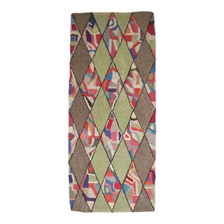 Early 20th Century Zabihi Collection Dazzling American Hooked Small Rug - 2'4" x 5'1" For Sale