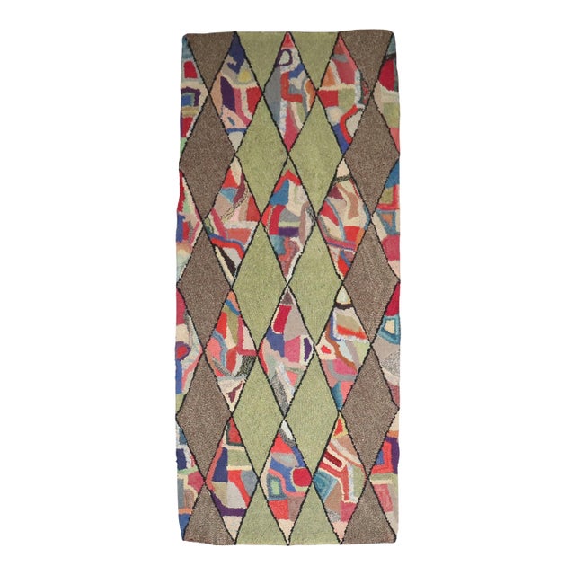 Early 20th Century Zabihi Collection Dazzling American Hooked Small Rug - 2'4" x 5'1" For Sale