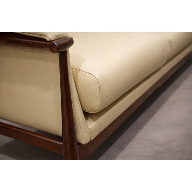 Wood Sofa in Rosewood & Leather, Liceu De Artes E Oficios, 1960s For Sale - Image 7 of 8