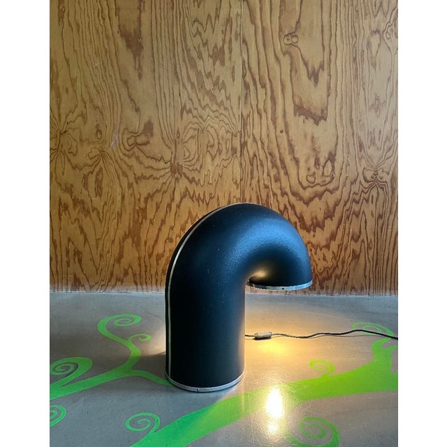 Black Industrial Table Lamp with Curved Tubular Structure, Italy, 1960s For Sale - Image 8 of 18