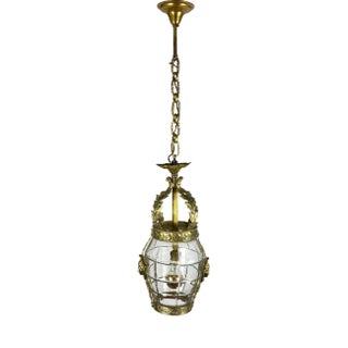 Antique Bronze Lantern Ceiling Light, France, 1920s For Sale