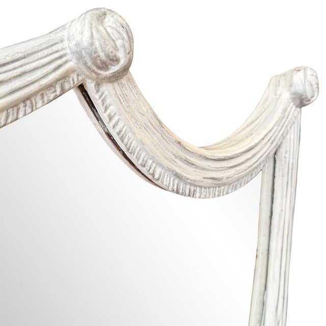 Faux Drapery Carved-Wood Overmantel Mirror For Sale In Chicago - Image 6 of 12