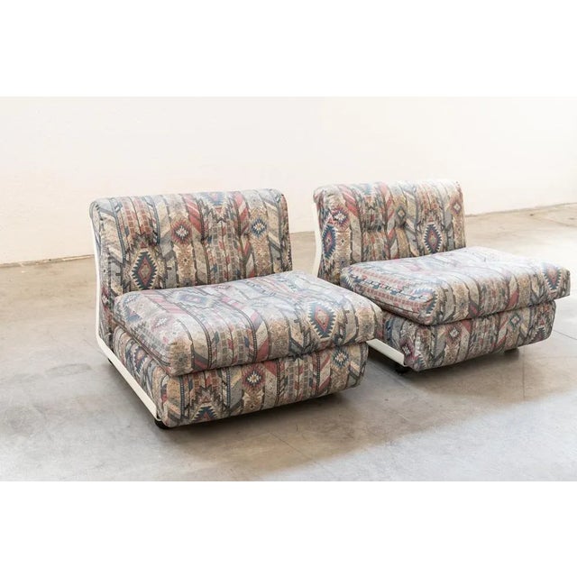 Amanta Mario Bellini C & B Italia armchairs, fiberlite structure and colored fabric 70's. This piece has an attribution...