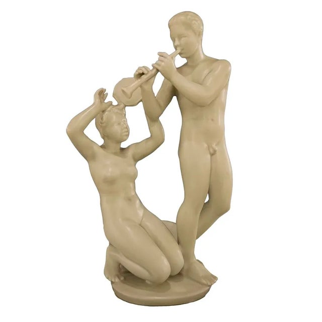 1940s Pan and Nymph by Harald Salomon Porcelain Figurine For Sale In Philadelphia - Image 6 of 6