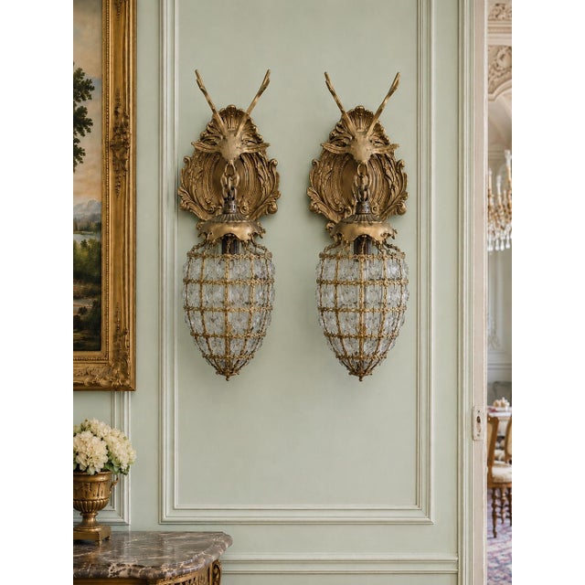 Late 20c French Louis XVI Gilt Bronze Sconces Wall Lamps - Pair For Sale - Image 11 of 16