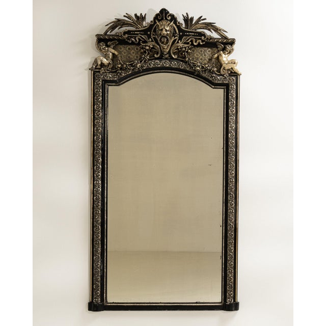 Wood 19th Century France Napoleon III Black Wood Full-length & Floor Mirrors For Sale - Image 7 of 10