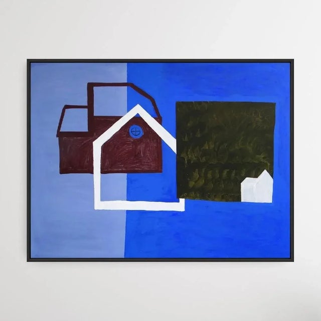 The painting is not framed. One of the photos presents a visualisation of the frame. The painting may be shipped rolled in...