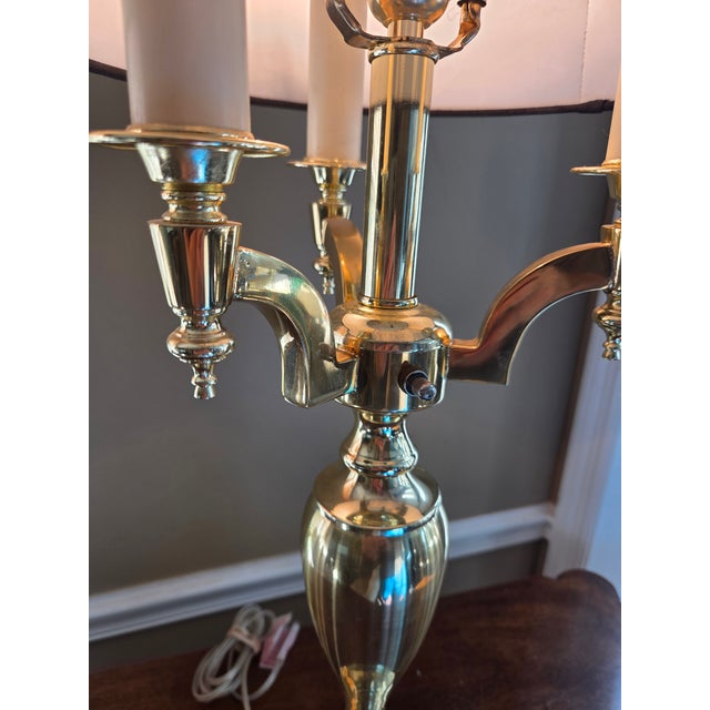 Brass Late 20th Century Brass Bouillotte Style Candelabra Table Lamp For Sale - Image 8 of 15