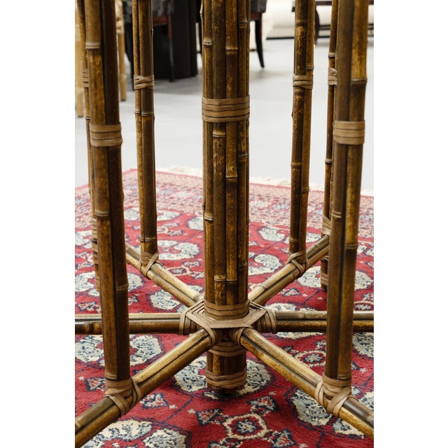Vintage Baker-McGuire Furniture Organic Bamboo & Leather Base Round Dining Table For Sale In Detroit - Image 6 of 6