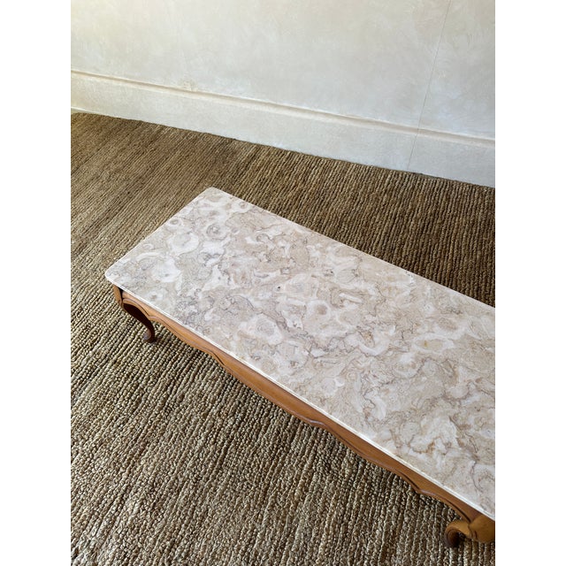 1950s French Provincial Marble and Carved Maple Coffee Table For Sale - Image 12 of 14