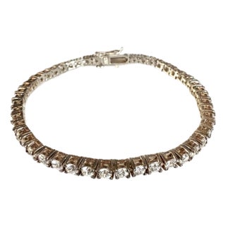 Vintage Cz Sterling Silver Tennis Bracelet For Sale