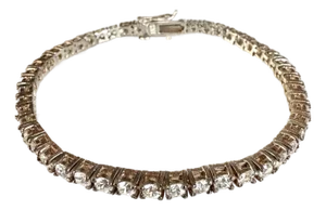 Vintage Cz Sterling Silver Tennis Bracelet