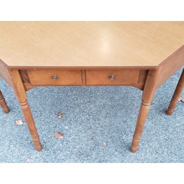 Vintage 1980s Ethan Allen Baumritter Maple Corner Desk W/ Laminate Top