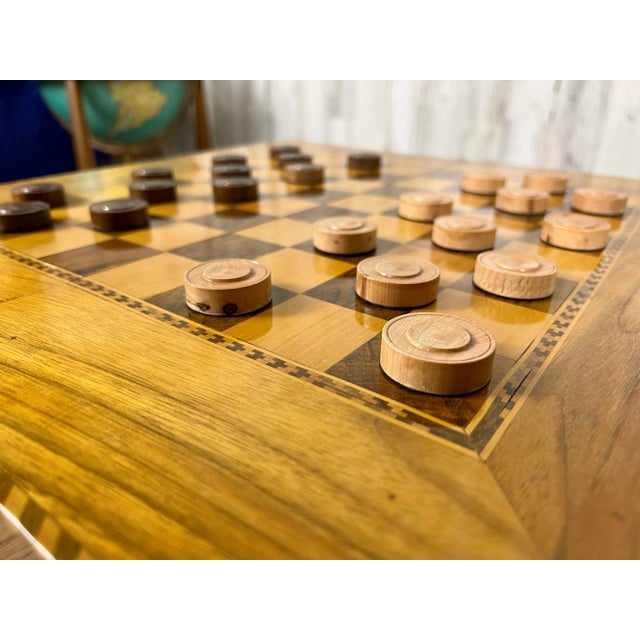 1950s Vintage Marquetry Checker Board For Sale - Image 5 of 12