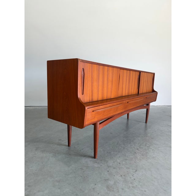 Brown Mid Century Danish Modern Low Teak Credenza Sideboard For Sale - Image 8 of 12