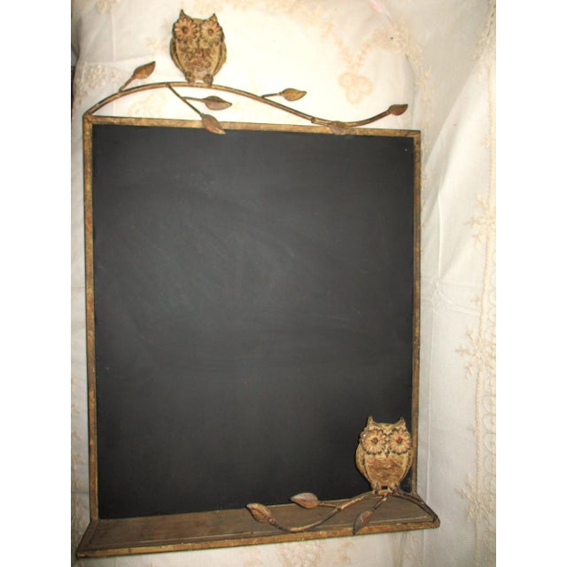This is a Gorgeous! Vintage Owl Design Metal Message Board with a Metal Chalkboard with a Design of Two Owls on a Tree...