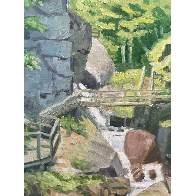 Oil on panel of Flume Gorge in Franconia Notch State Park in New Hampshire. Signed lower right "Gaines." Panel size: 18 x...