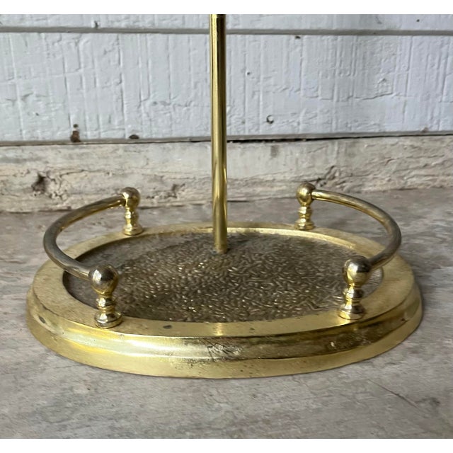 Vintage Solid Polished Brass 5-Piece Fireplace Tool Companion Set For Sale - Image 9 of 11