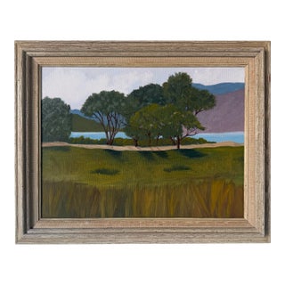 1980s Vintage Impressionist Landscape Oil on Canvas Painting, Wood Framed For Sale