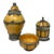 Vintage Moroccan Yellow Ceramic Jars With Silver Filigree Overlay Set of 3 For Sale