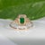 Green Zambian Emerald Ring With Earth-Mined Diamond Accents in Solid 14k Gold, 7x5mm For Sale - Image 8 of 9