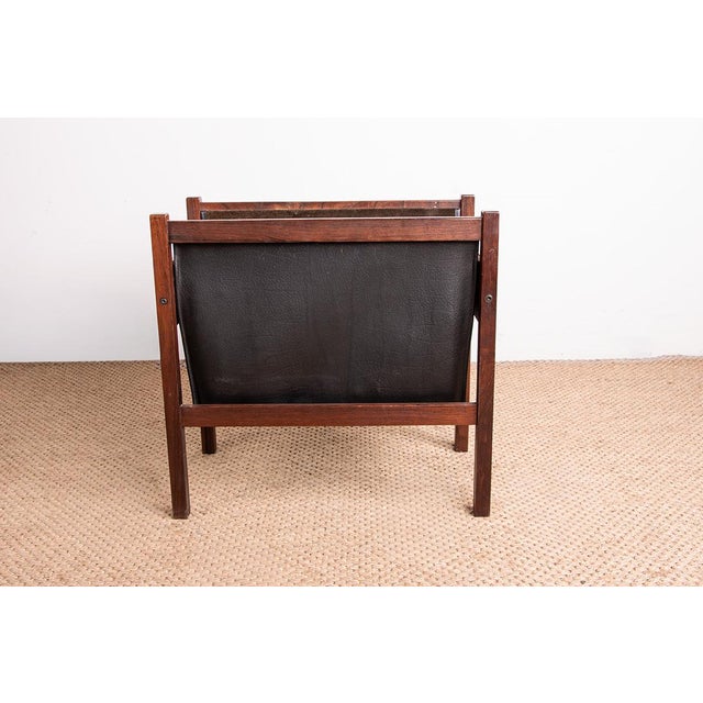 Danish Magazine Rack in Rosewood and Leather, 1960 For Sale - Image 9 of 13