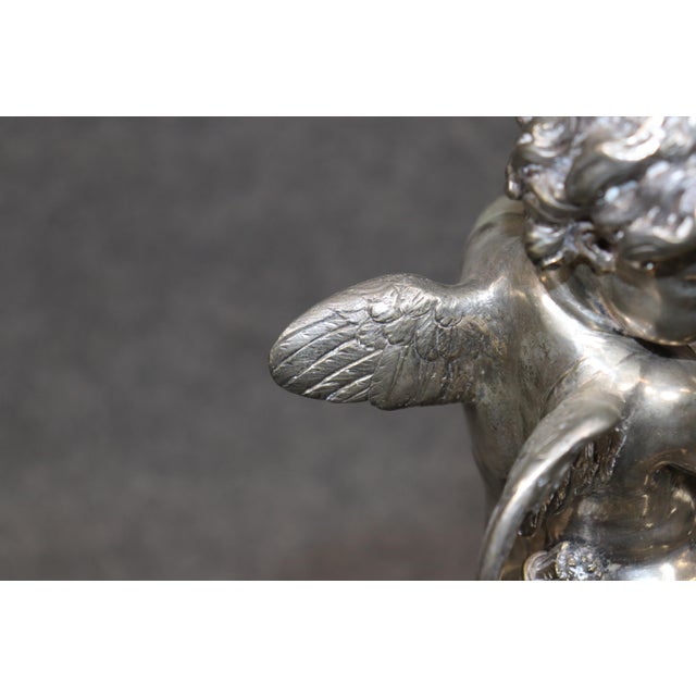 French Bronze Silver Gilt Statue With Pair Putties Signed Falconet For Sale - Image 12 of 16