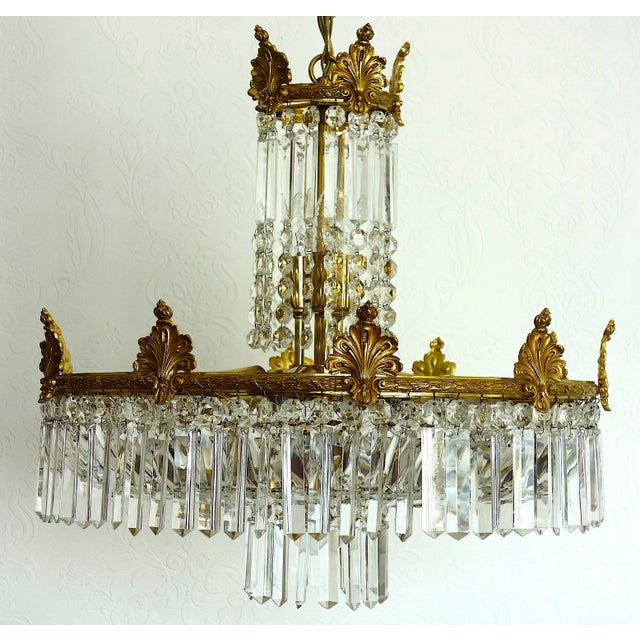 Brass and Lead Crystal Chandelier from Palwa, 1960s For Sale - Image 14 of 14