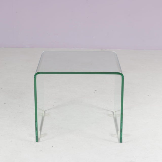 Glass Glass Waterfall Side Table from Fiam, Italy, 1980s For Sale - Image 7 of 7