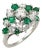 Diamond & Emerald 14k White Gold Cluster Ring, Size 6 For Sale