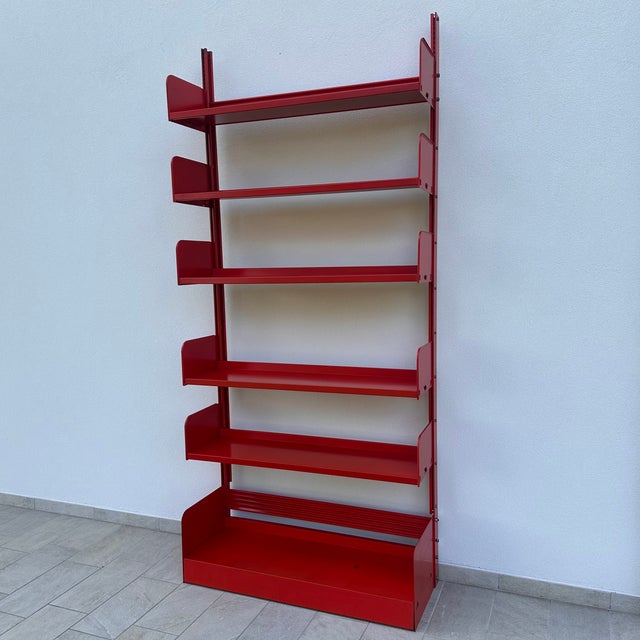 Lips Vago Orange Bookcase, 1968, in Very Good conditions. Designed 1960 to 1969 This piece has an attribution mark, I am...