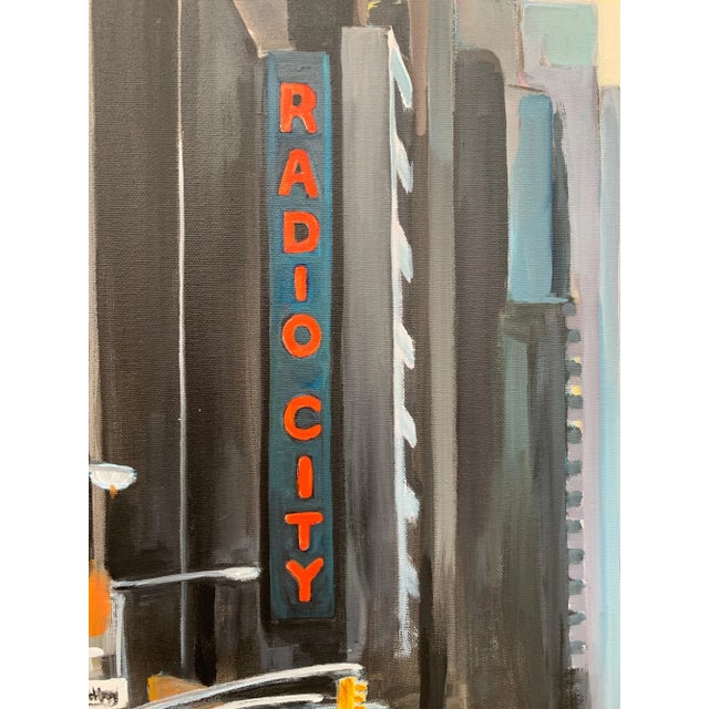 Blue Radio City New York Nyc Sunset - Unique Original Art by Contemporary British Urban Landscape Artist, For Sale - Image 8 of 13