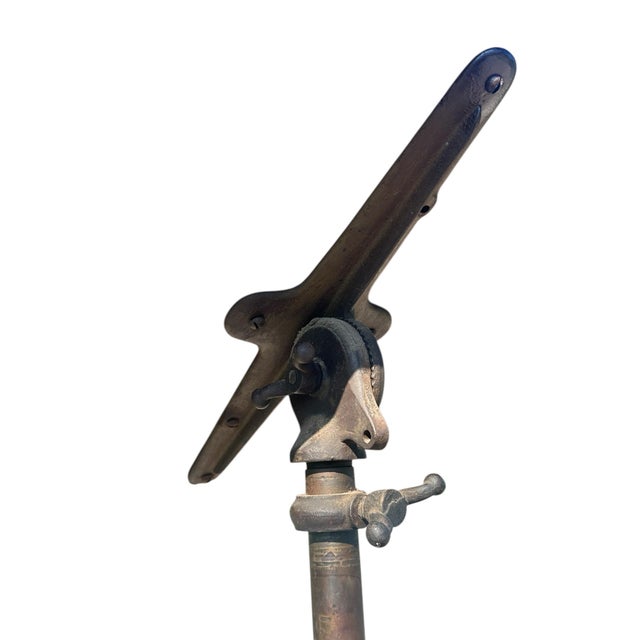 Antique Victorian Oak & Cast Iron Telescoping Drafting Table With Bronze Paint For Sale - Image 12 of 12