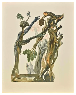 Dali, The Suicides, Woodcut Print, 1963