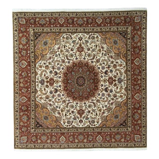 Hand-Knotted Tabriz Rug with Silk Content For Sale