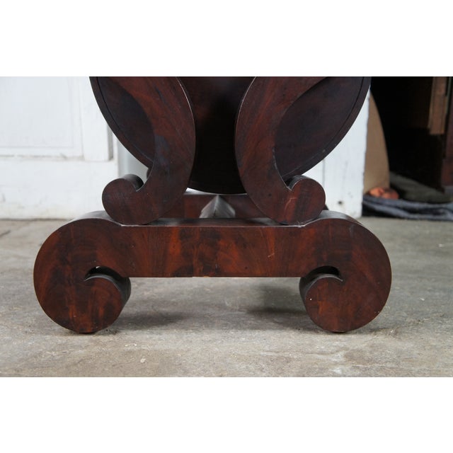 Antique American Empire Crotch Mahogany Drop Leaf Sewing Work Side Table Cabinet For Sale - Image 4 of 14