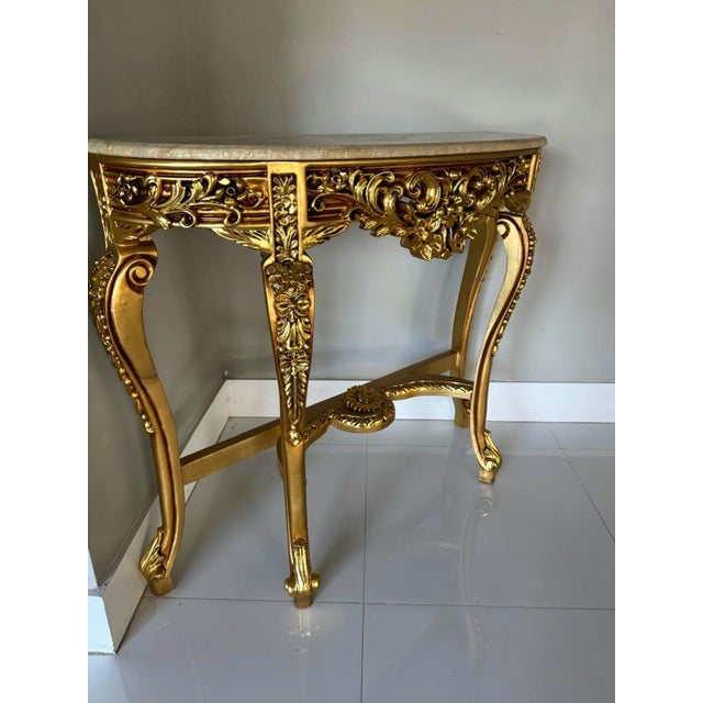 Stone French Style Console Table – Beige Marble Top For Sale - Image 7 of 9