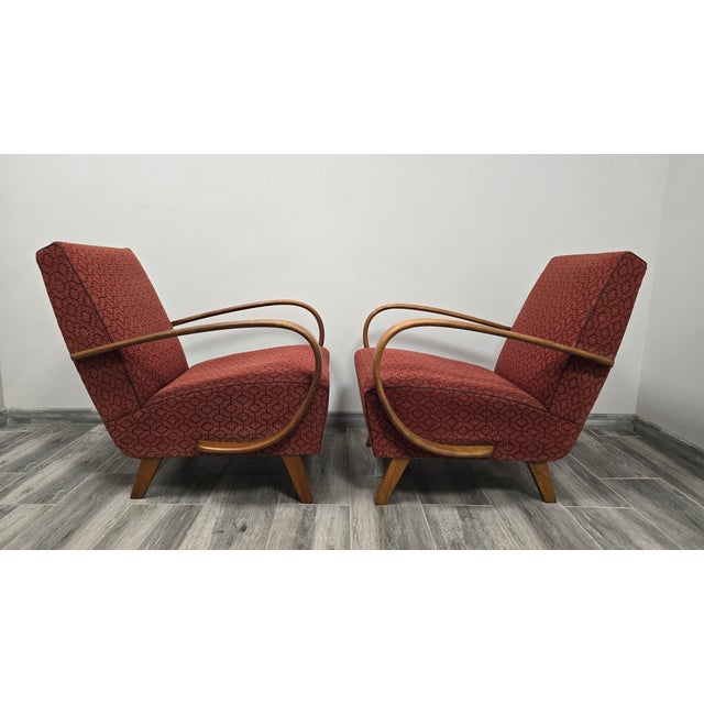 Mid-Century Modern Vintage Lounge Chairs by Jindrich Halabala, 1940s, Set of 2 For Sale - Image 3 of 15
