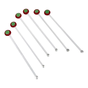 Red and Green Cocktail Swizzle Sticks, Set of 6